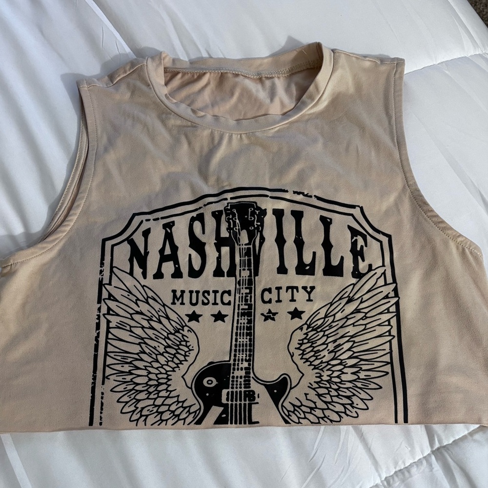 Tan Nashville Graphic Crop Top